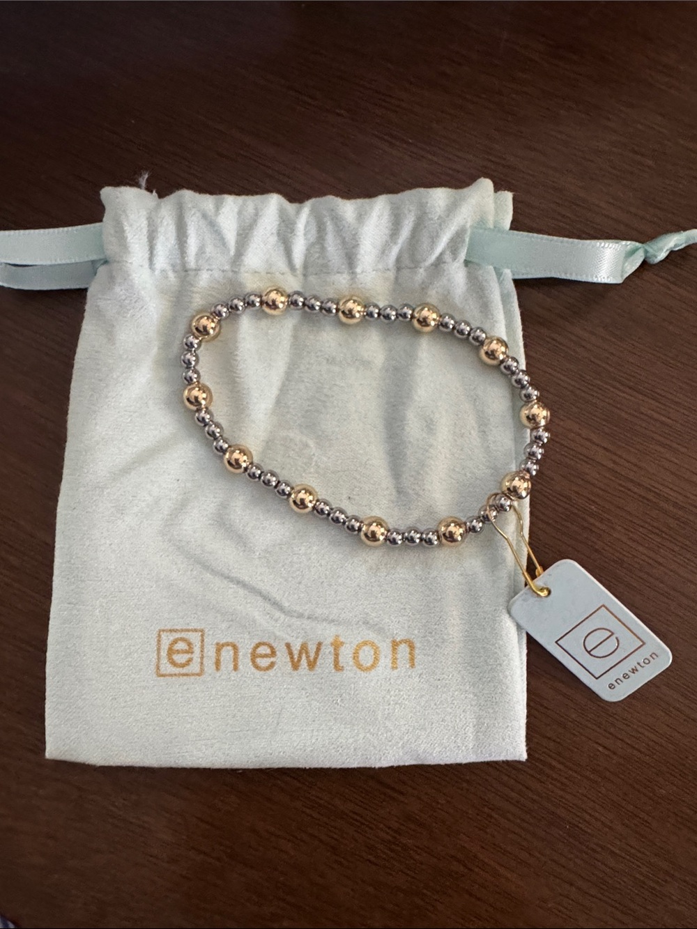 ENewton Sincerity Mixed Metal Two-Tone Stretch Bracelet 5mm and 3mm NEW $68 - Picture 2 of 2